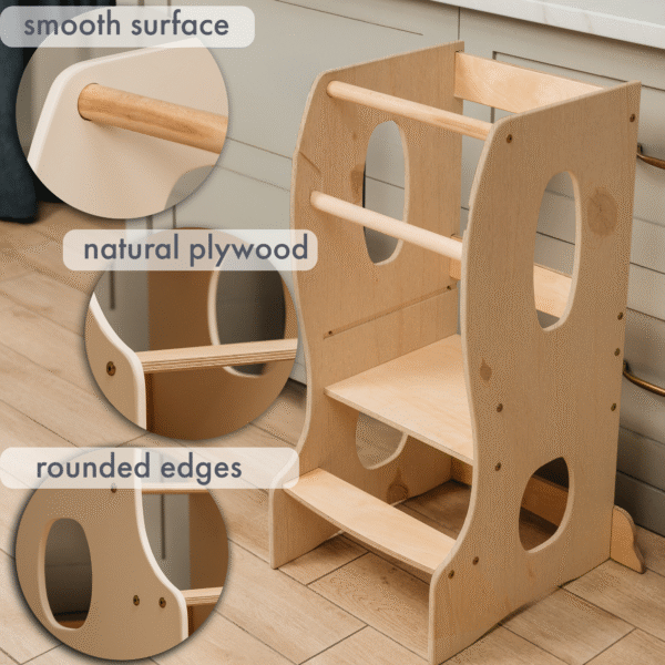 Stable Montessori Tower: Wooden Growing Chair - Beige