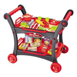 V888-ELOSUNG21175-227236-00.jpg NNEDSZ Red Children's Pretend Play Kitchen Cart Set with Toys - Roleplay Cooking Set with Accessories - Educational Toy for Kids