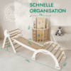 4-in-1 Kletterset für Kleinkinder: Pikler-Dreieck + Kletterbogen + Rutschbrett + Kissen - “Gebraucht – Wie neu”